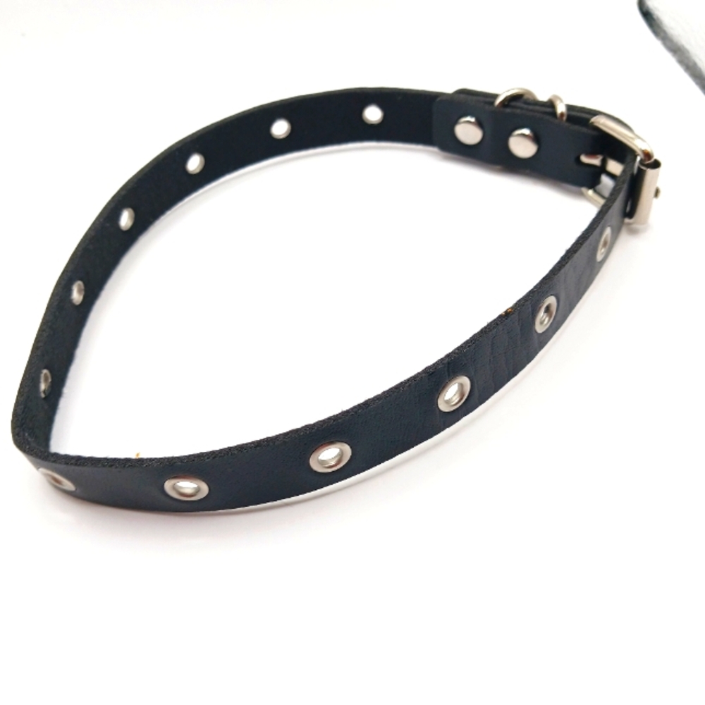 Gothic Grommet  Necklace-Choker Leather-Black